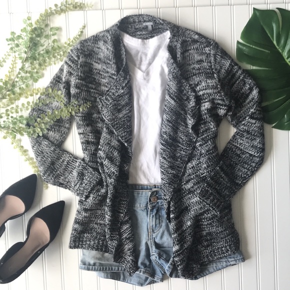 Charlotte Russe Sweaters - Open front cardigan waterfall sweater grey black